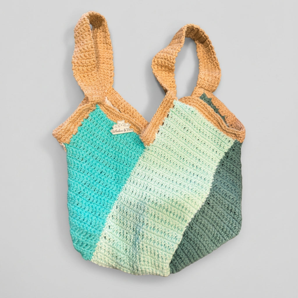 Green Color Scheme Crochet Market Bag