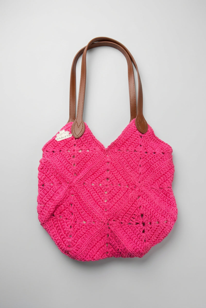 Pink Crochet Granny Square Purse