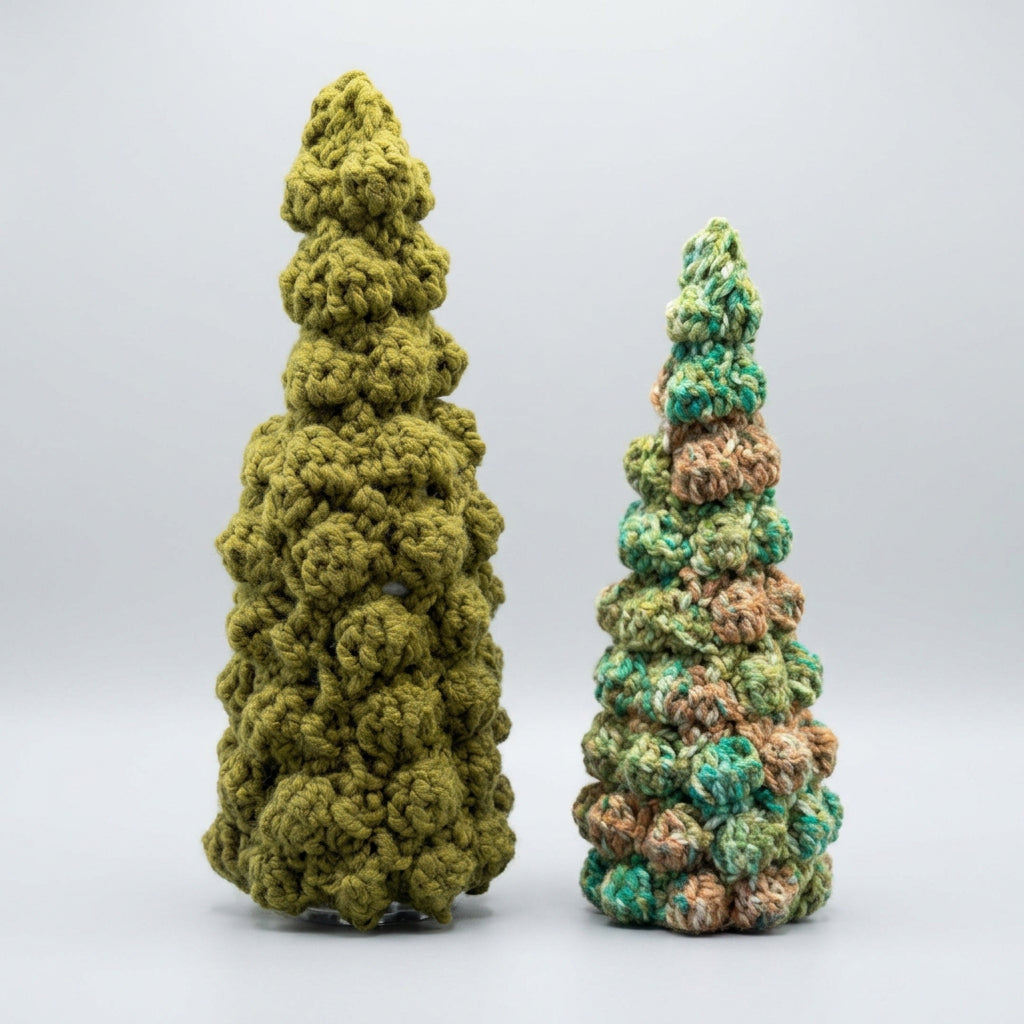 Two Crochet Christmas Tree Wine Covers